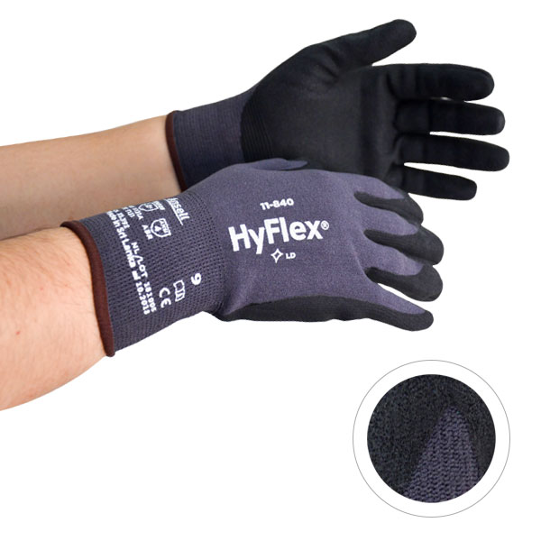 Guante Nylon/Spandex Recubierto de Nitrilo Fortix HyFlex Ansell (Par) Gris/Negro 11-840 - 3