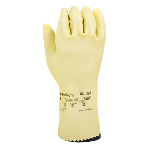 Guante Látex Natural 20 mil Texturizado Largo 12" AlphaTec Ansell (Par) Amarillo 88-394 - 0