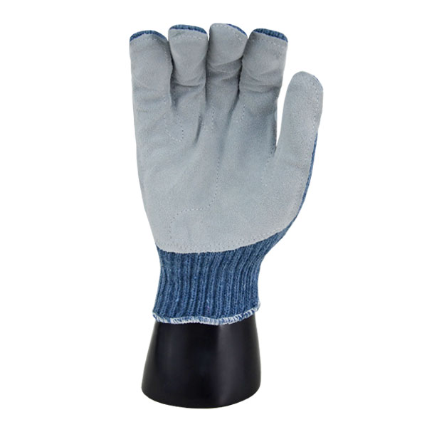 Guante Algodón/Poliéster Tipo Japonés con Palma de Carnaza Gisa (Par) Azul/Gris GK-13M8/M Unitalla - 1