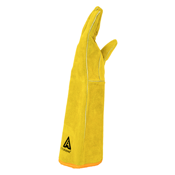 Guante Piel con Forro de Kevlar/Algodón y Refuerzo de Cuero Largo 10" para Soldador ActivArmr WorkGuard Ansell (Par) Amarillo 43-216 # 10 - 2