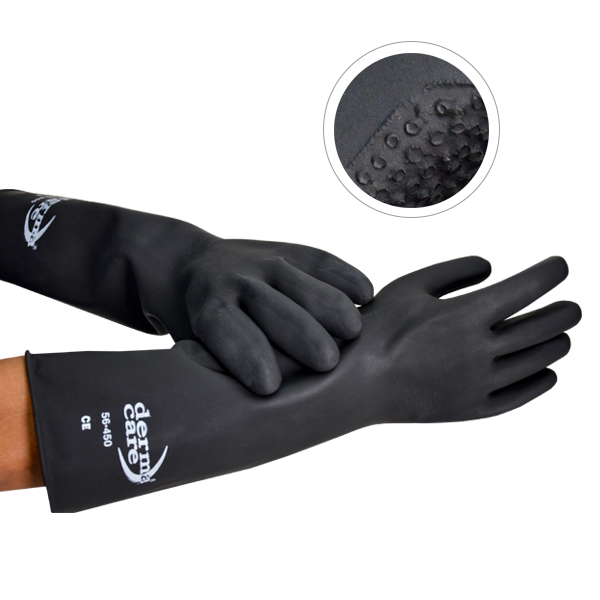  ROYAKI Guantes de limpieza resistentes a productos químicos,  juego de 2 pares de guantes de trabajo protectores de goma negra para  lavavajillas, guantes de laboratorio resistentes para uso general, talla L 