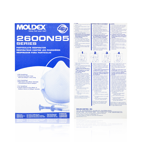 Respirador Desechable con Puente Nasal para Partículas N95 Moldex (Pieza) Blanco 2600N95 MD - 2
