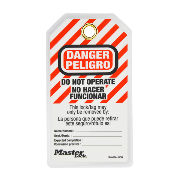 Etiqueta Laminada de Seguridad Do Not Operate (No utilizar) Español/Inglés Guardian Extreme Master Lock Blanco 497AX 14.6 x 7.9 cm - 0