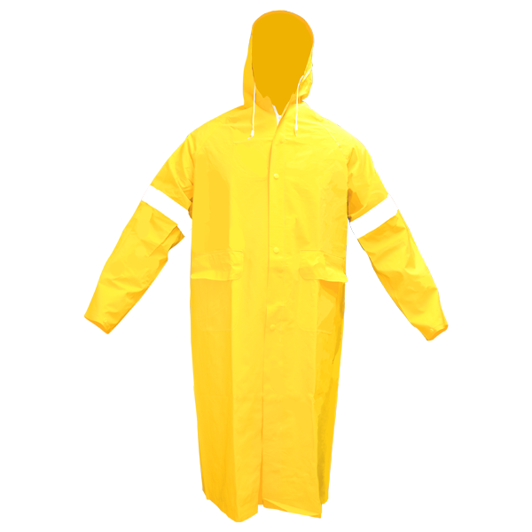 IMPERMEABLE PVC CALIBRE 0.33 MM GABARDINA LARGA CON REFLEJANTE MRS AMARILLO DZ1001R