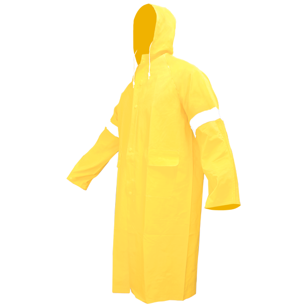Impermeable PVC Calibre 0.33 mm Gabardina Larga con Reflejante MRS Amarillo DZ1001R - 1