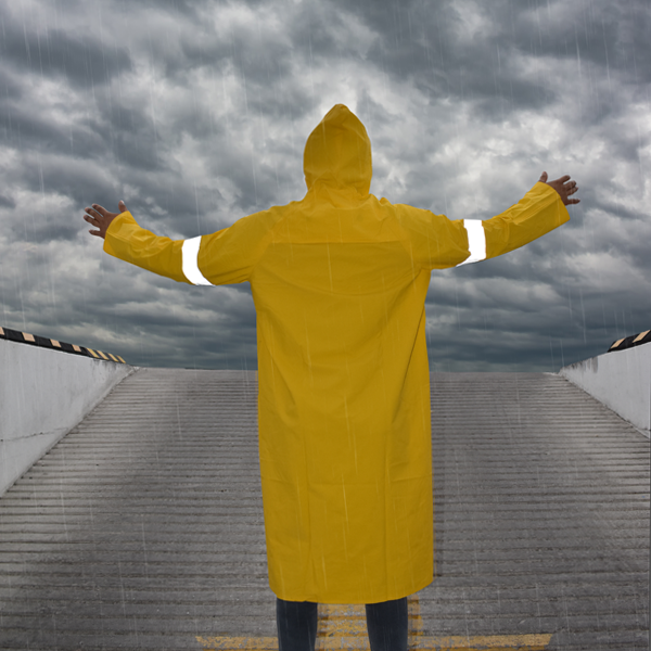 Impermeable PVC Calibre 0.33 mm Gabardina Larga con Reflejante MRS Amarillo DZ1001R - 3