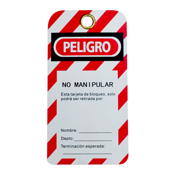 ETIQUETA PVC DE SEGURIDAD "NO MANIPULAR" SAFELOCK ABUS BLANCO 1001 7.5 X 15 CM