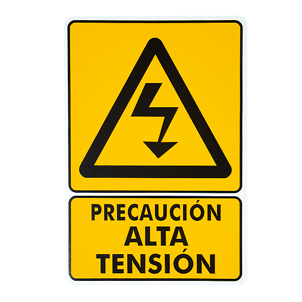 SEÑALAMIENTO ESTIRENO PRECAUCIÓN ALTA TENSIÓN EXTINPAR ... S00416-02 35 X 50 CM