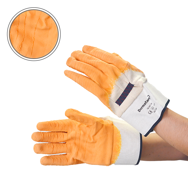 Guante Algodón Recubierto de Látex Corrugado Derma Care (Par) Blanco/Amarillo 56-347 Unitalla - 3