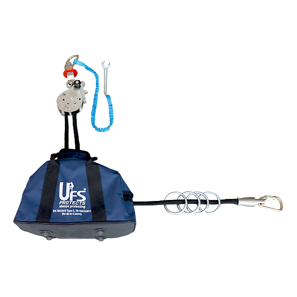 LÍNEA DE VIDA HORIZONTAL TEMPORAL PARA 4 USUARIOS SOPORTA HASTA 25 KN UFS NEGRO USP-14020 20 M