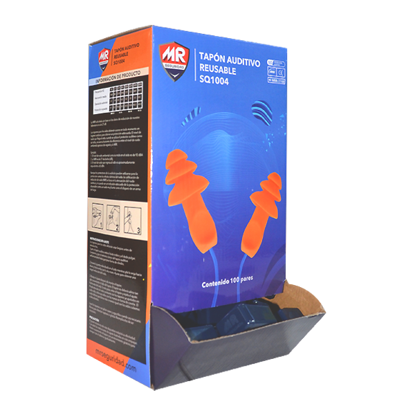 Tapón Auditivo Reutilizable con Cordón y Estuche SNR 35 dB NRR 27 dB MRS (Par) Naranja SQ1004 … - 2