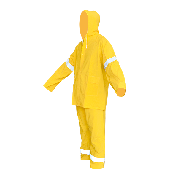 ImpermeablevPVC/Poliéster 2 Pieza con Reflejante MRS Amarillo DZ1002R - 1
