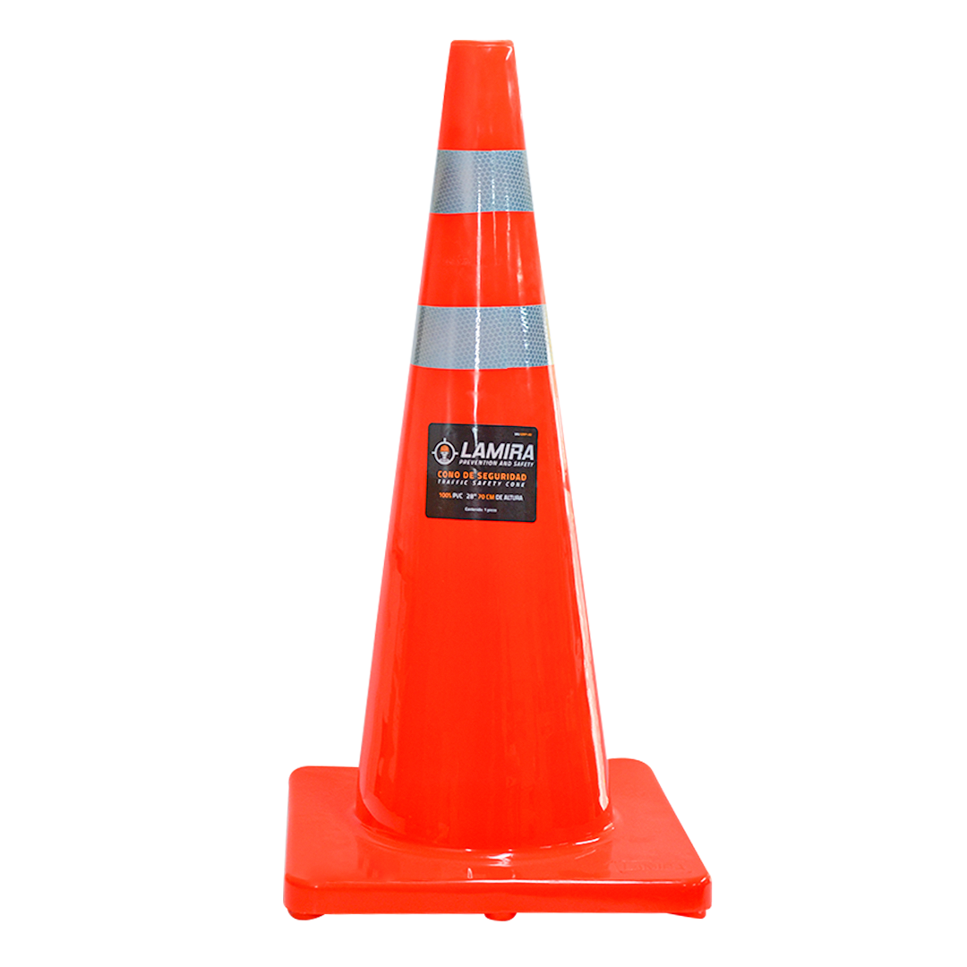 CONO PVC PREMIUM DE SEGURIDAD CON REFLEJANTE LAMIRA NARANJA ATC-70R 70 CM