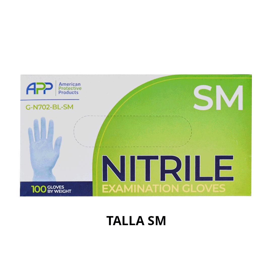 Guante Nitrilo Desechable sin Polvo (Paq. con 100 Pieza) APP Azul G-N701-BL - 3