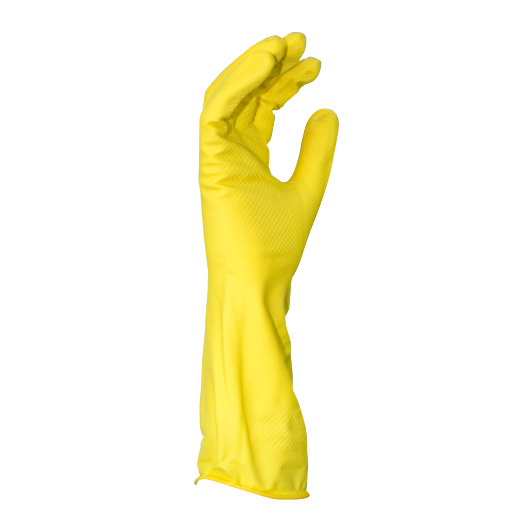 Guante Látex 18 mil Largo 13" Forro Flocado de Algodón para Uso Doméstico DermaCare (Par) Amarillo 56-133 # 7 - 1