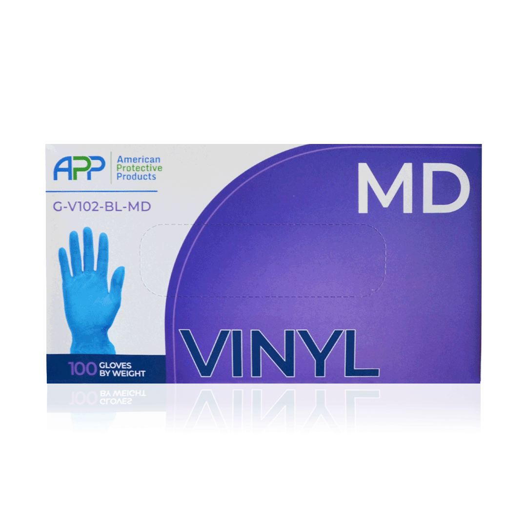 Guante Vinil Desechable sin Polvo (Paq. con 100 Pieza) APP Azul G-V100s-BL - 3