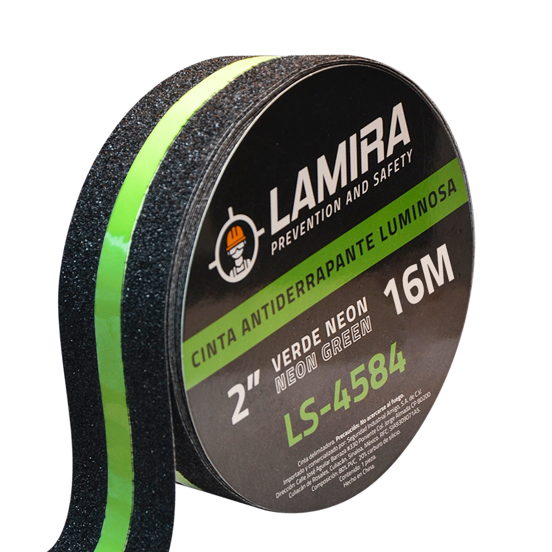 Cinta Antiderrapante Luminosa 2" LAMIRA Negro/Verde LS-4584 16 m - 1