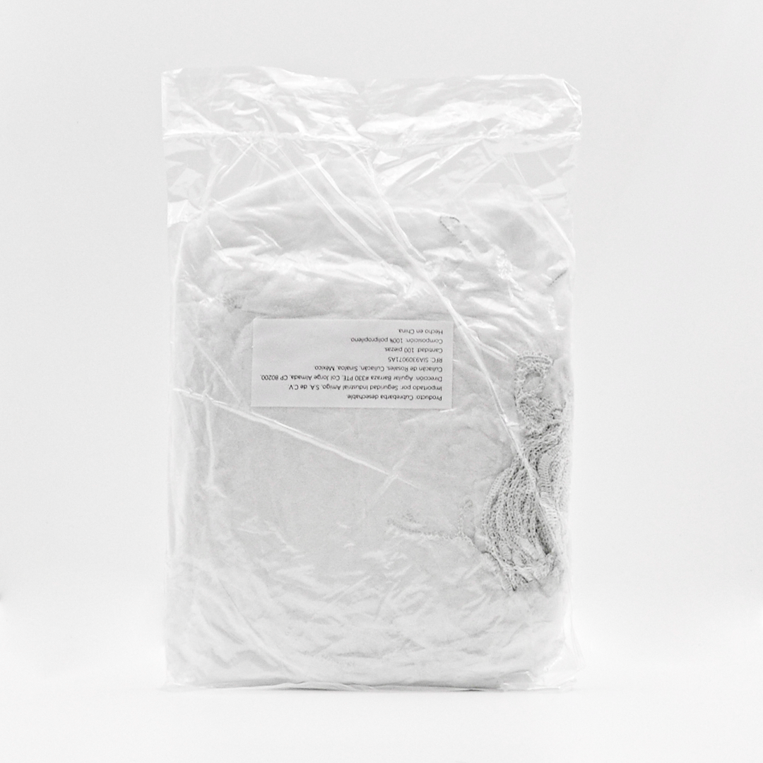 Cofia Polipropileno Desechable Ninja LAMIRA (Paq. con 100 Pieza) Blanco LS-4689 21" - 2