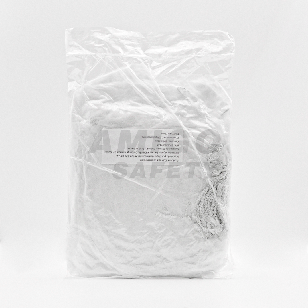 Cofia Polipropileno Desechable Ninja LAMIRA (Paq. con 100 Pieza) Blanco LS-4689 21" - 2
