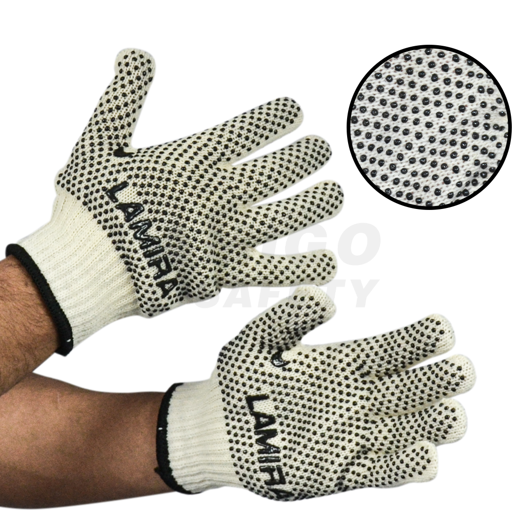 Guante tipo Japonés con Puntos de PVC ambos lados 70g LAMIRA (Par) Blanco LS-4592 Unitalla - 3