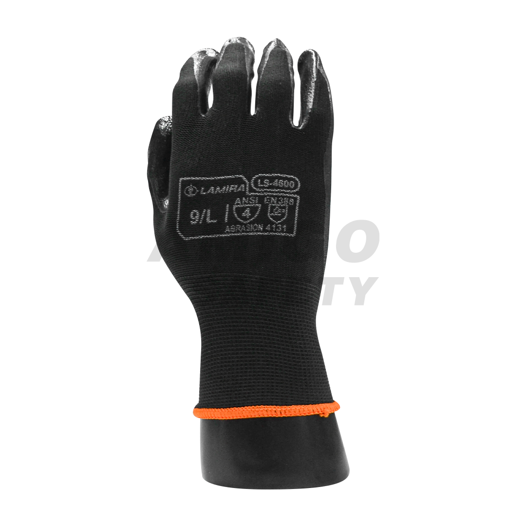 Guante Poliéster Recubierto de Nitrilo Lamira (Par) Negro/Negro LS-4600 - 0