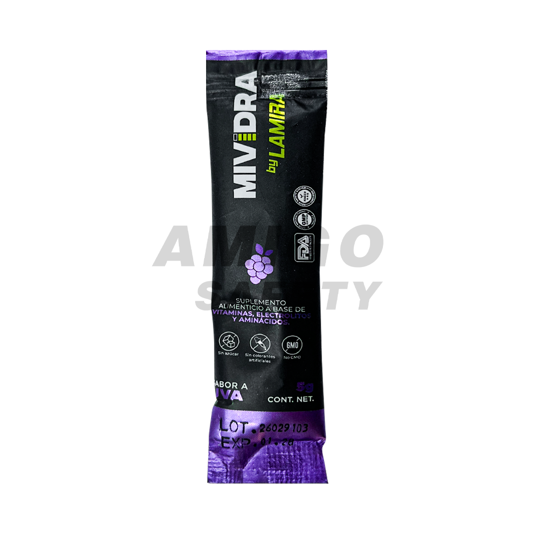 Bebida Hidratante sin Azúcar Sobre para 600 ml Mividra Uva 5 g - 0
