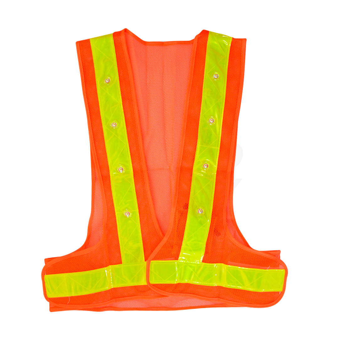 Chaleco Malla con Reflejante LED Naranja Unitalla - 0